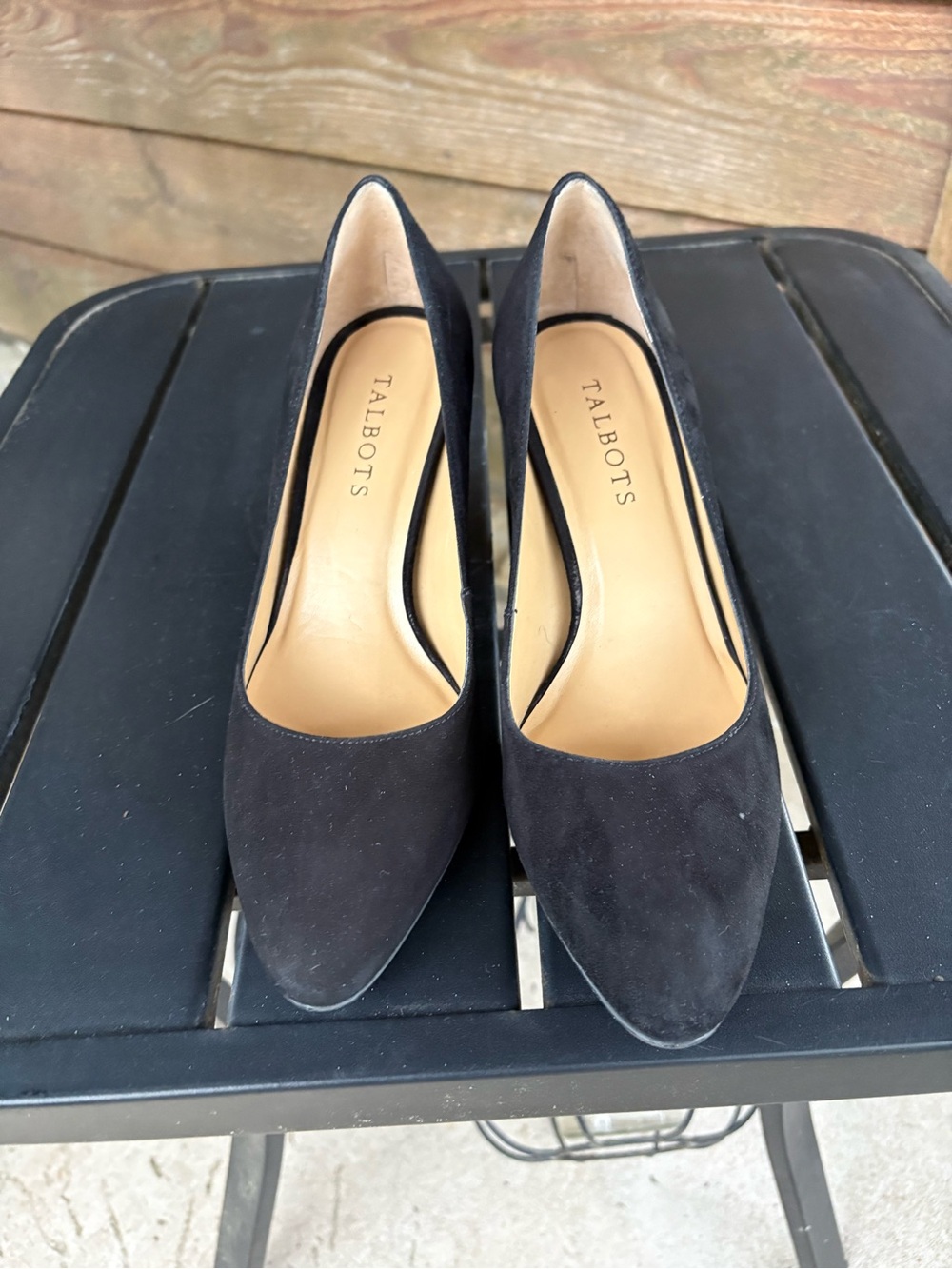 Talbots Black Suede Pointed-Toe Pumps